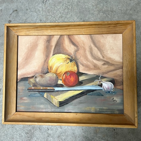 Framed Still Life Painting with Wooden Frame - Picture 1 of 3